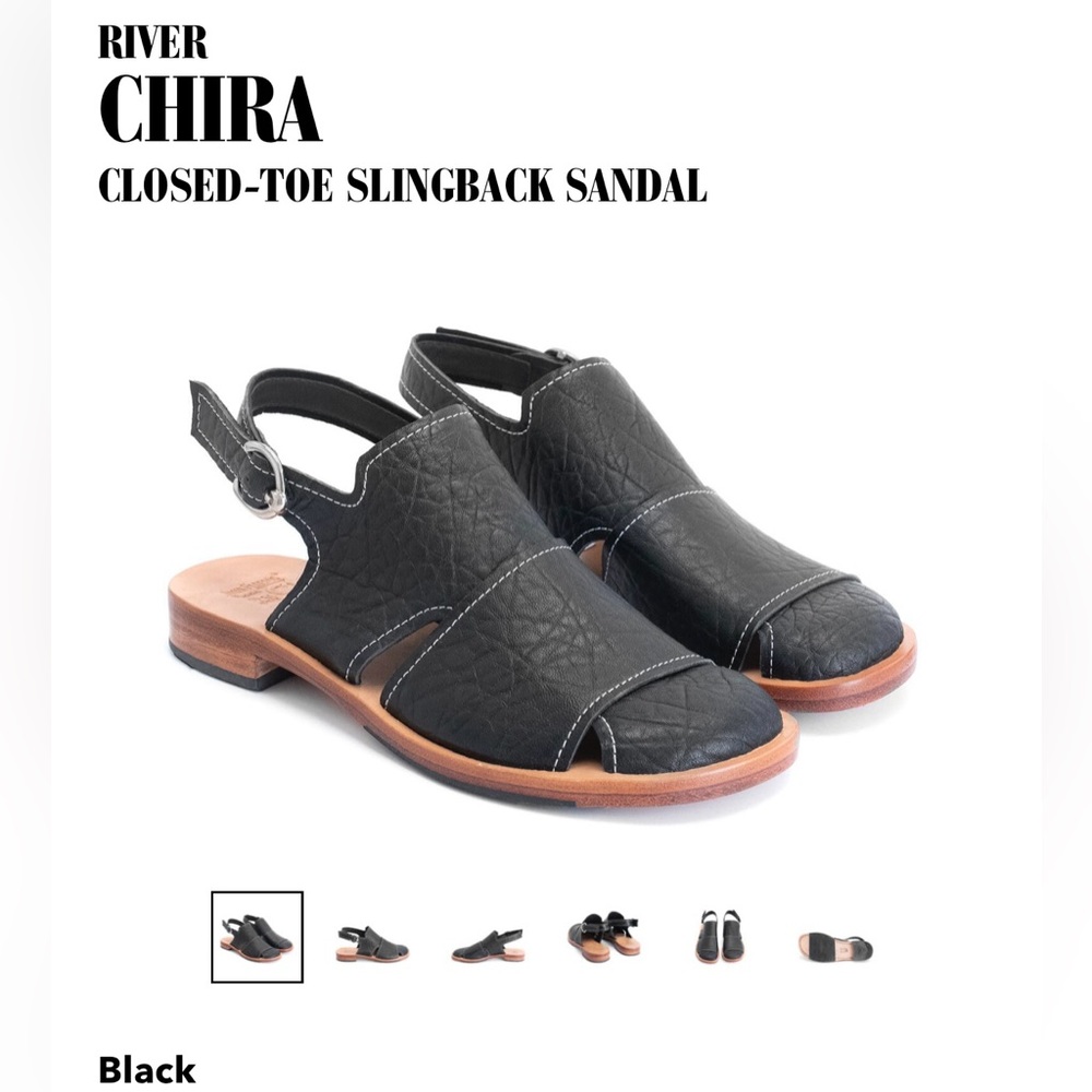 John Fluevog Black Closed Toe River Chita Sandals